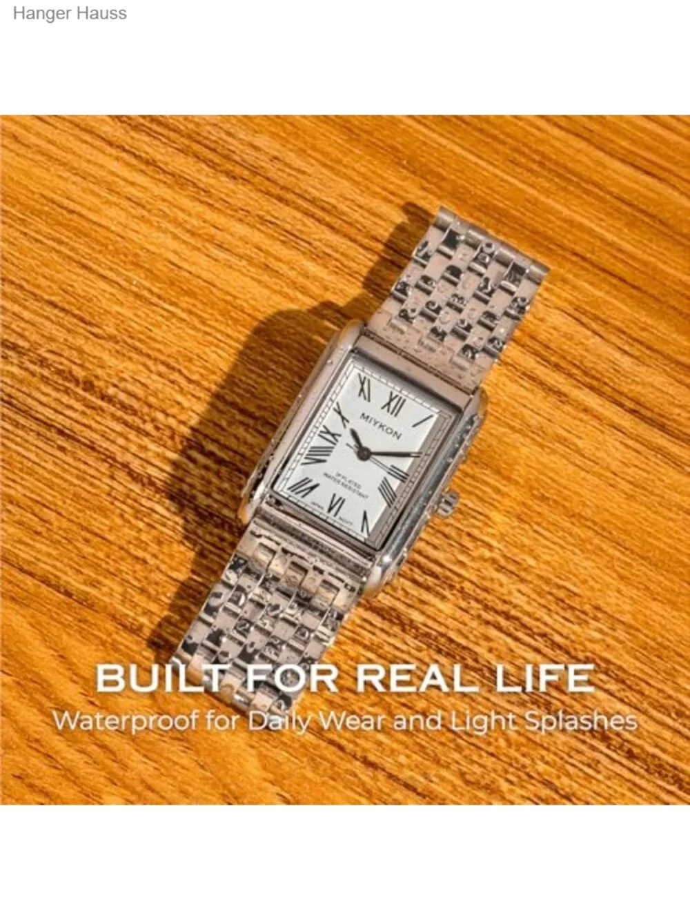 Men Vintage Tank Dress Watch Stainless Steel Bracelet Roman Numerals
